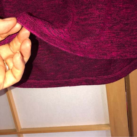 Liz Lange)Maternity Knit Heather Purple Cotton Knit Ruched Top Medium - Picture 6 of 8